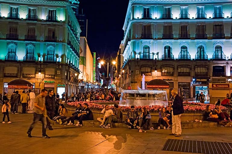 best spots for nightlife in Madrid include Plaza Sol