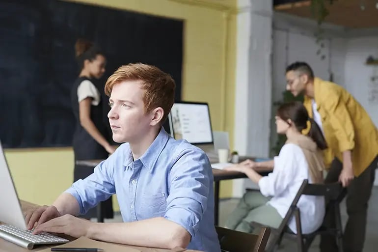 a class where students are using computers