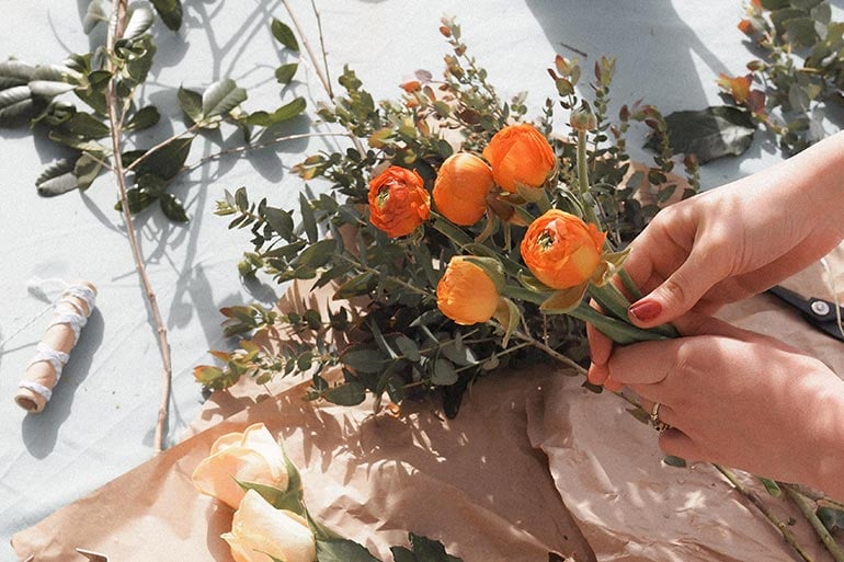 All Saints Day orange flowers