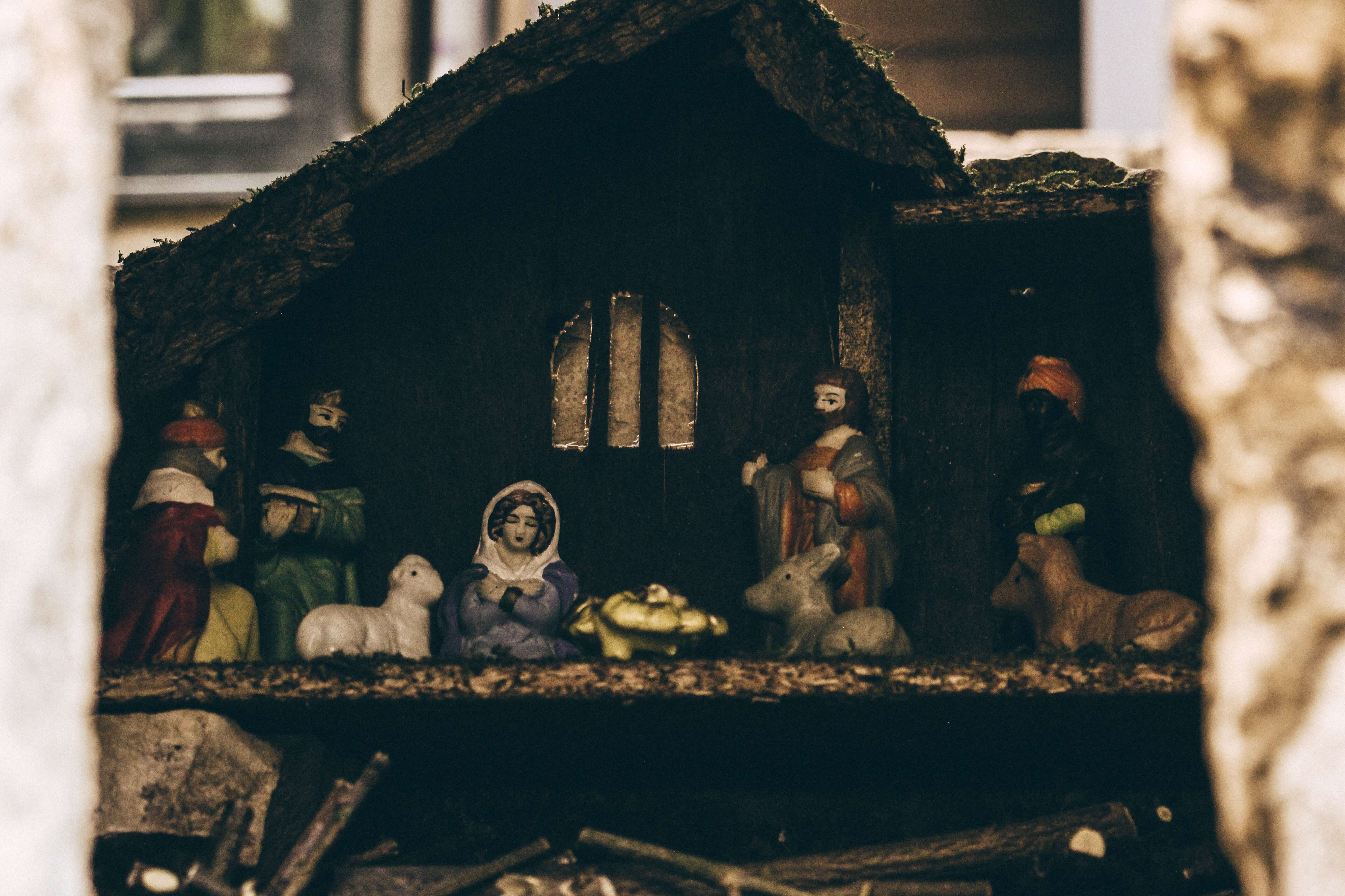 The nativity scene depicts the 3 Kings Spain in the stable with Jesus