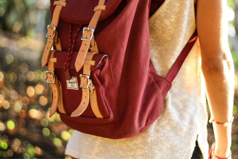 backpack of an international student looking for insurance in Spain