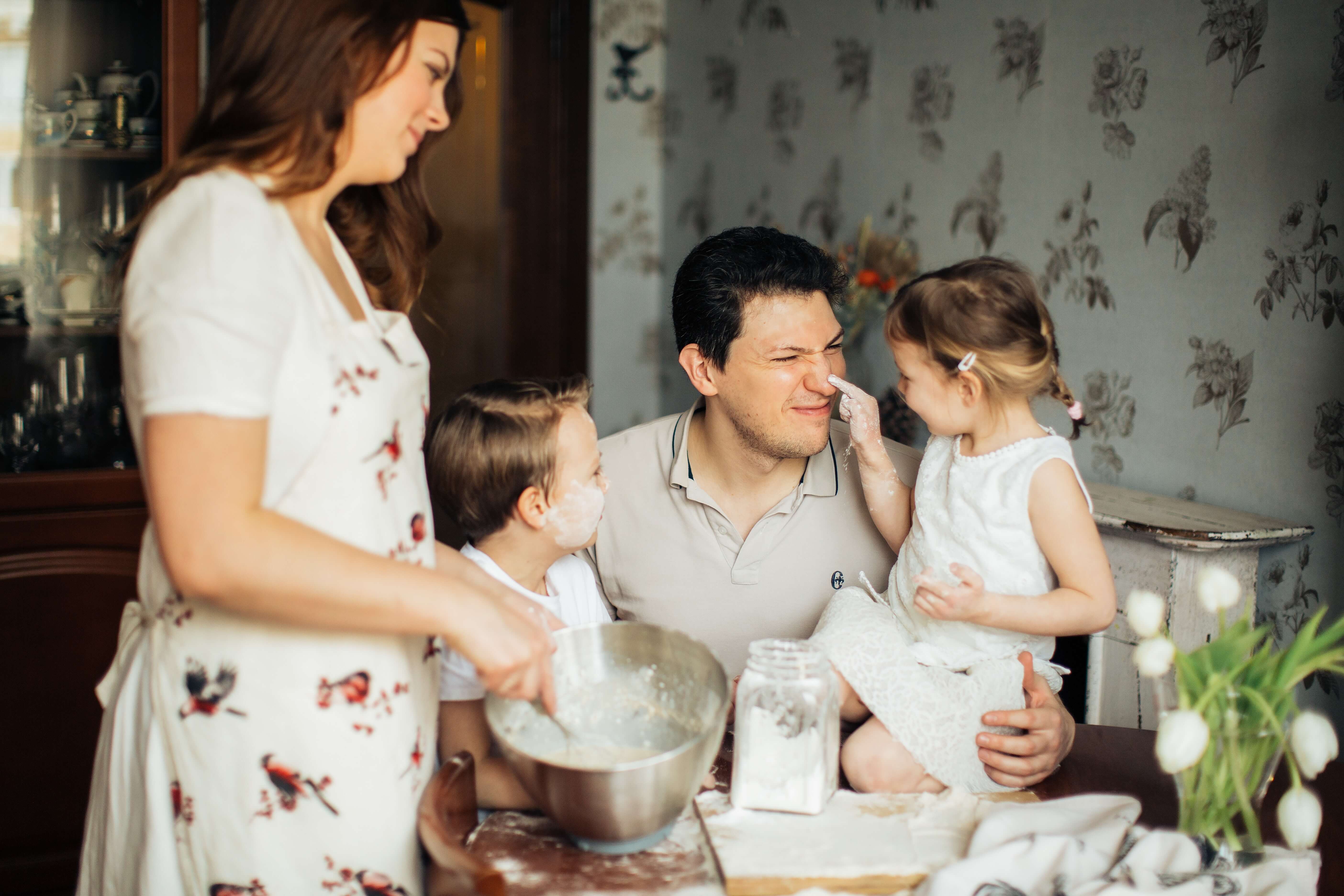 a family making a roscon de reyes in spain