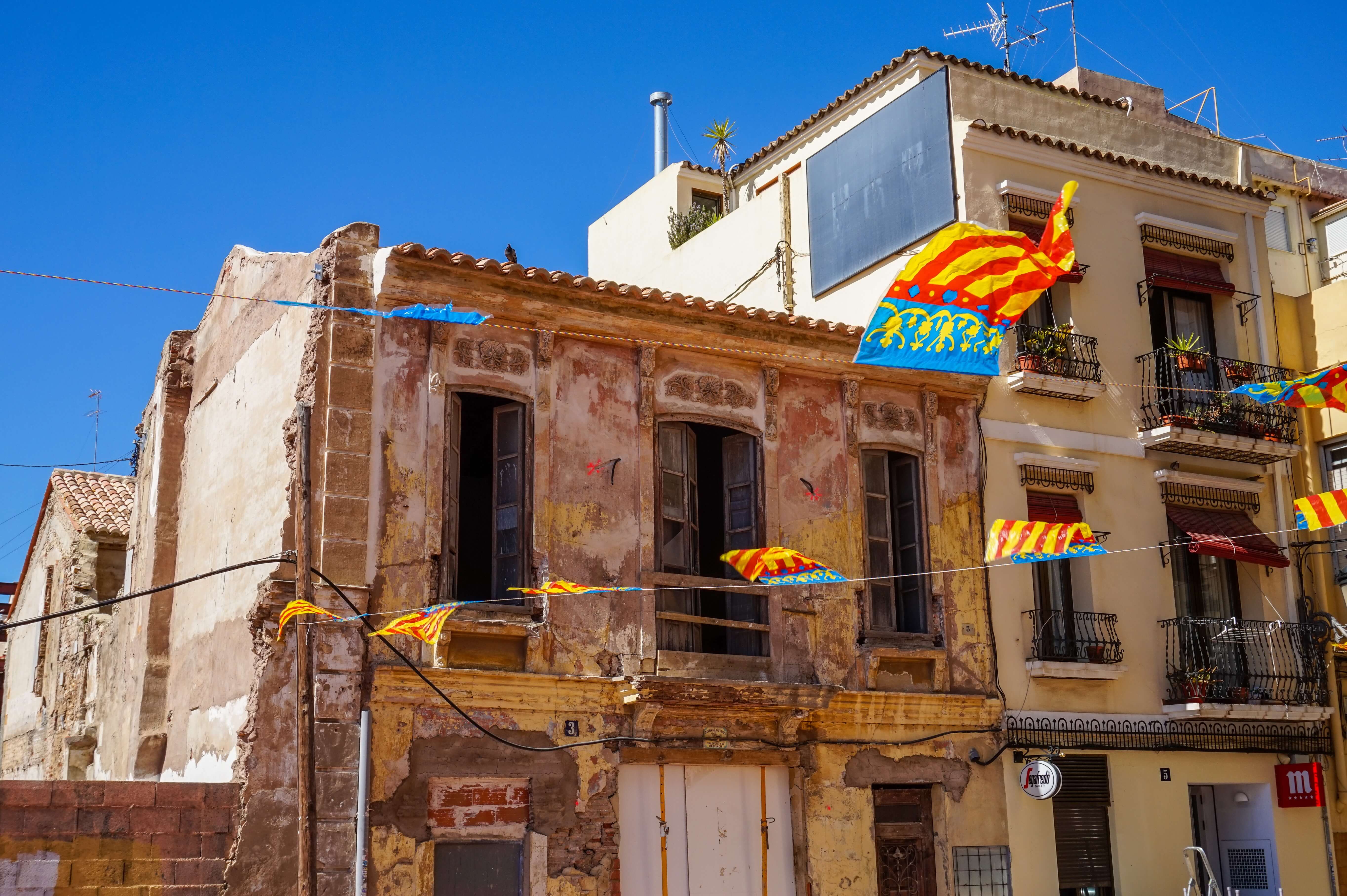 flags in valencia for las fallas festival