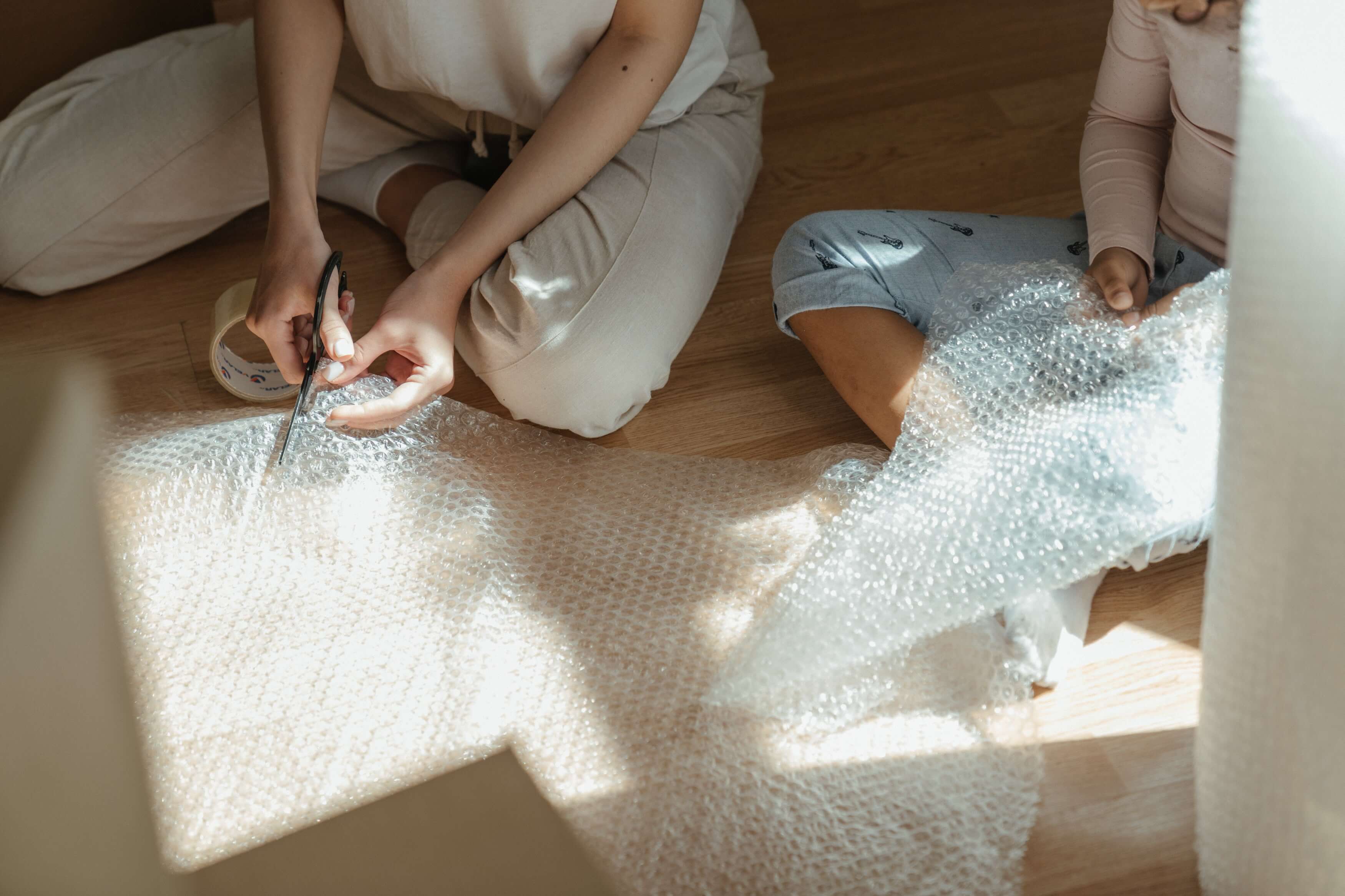 moving furniture to spain with bubble wrap